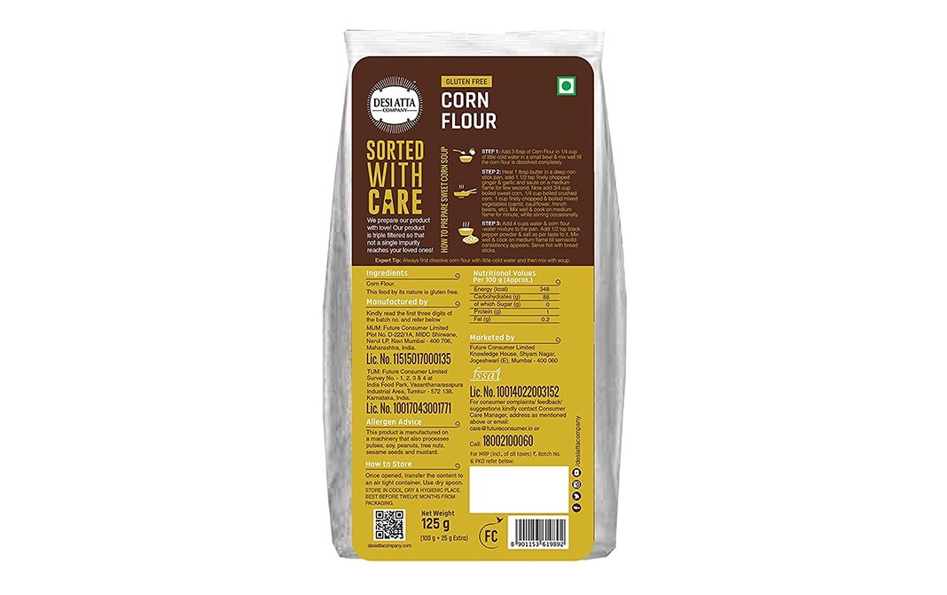 Desi Atta Corn Flour (Freshly Ground Daily Flour)   Pack  125 grams